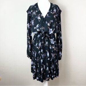 Rebecca Minkoff Tiered Knee Length Floral Blouson Long Sleeve Shirt Dress Size S